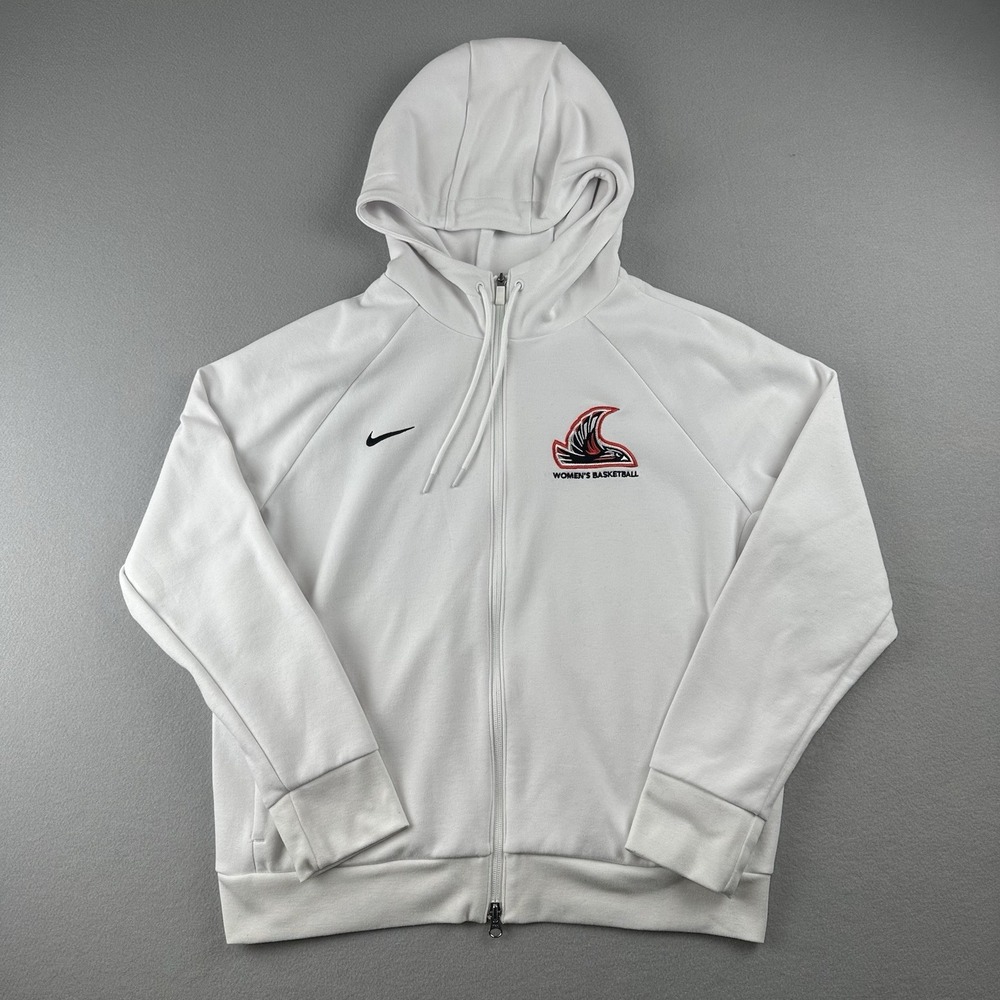 Nike Full Zip Hoodie Women Large White Dri-FIT Basketball Hawk HF6899-100